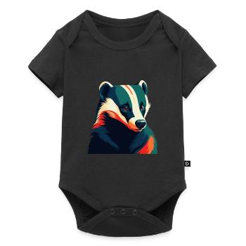 Blaireau Personnage De Dessin Animé Animal De Compagnie Coloré - Body à manches courtes Premium Bébé - noir - Devant