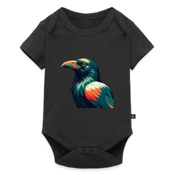 Corbeau Personnage De Dessin Animé Animal De Compagnie Coloré - Body à manches courtes Premium Bébé - noir - Devant