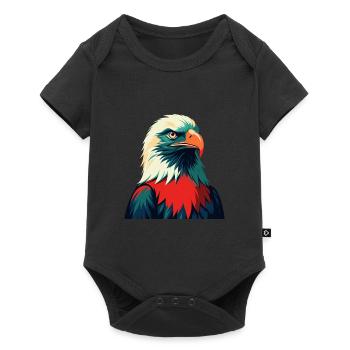 Aigle Dessin Animé Personnage Animal Coloré Animal De Compagnie - Body à manches courtes Premium Bébé - noir - Devant