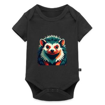 Igel Zeichentrickfigur Buntes Haustier Tier - Baby Premium Kurzarmbody - Schwarz - Vorne