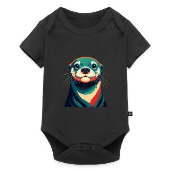 Loutre, Personnage De Dessin Animé, Animal De Compagnie Coloré - Body à manches courtes Premium Bébé - noir - Devant