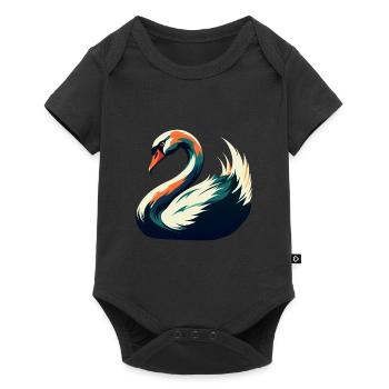 cygne dessin animé personnage animal de compagnie coloré - Body à manches courtes Premium Bébé - noir - Devant