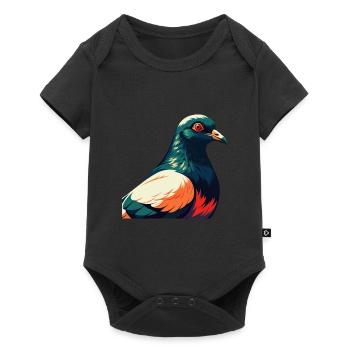 Pigeon Cartoon Character Colorful Pet Animal - Baby Premium short-sleeve bodysuit - black - Front