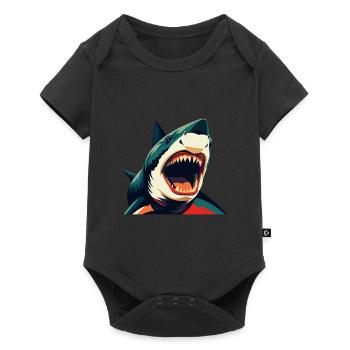 requin dessin animé personnage animal de compagnie coloré - Body à manches courtes Premium Bébé - noir - Devant