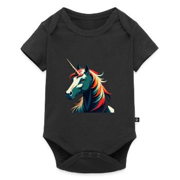 Licorne Dessin animé Personnage Animal de compagnie coloré - Body à manches courtes Premium Bébé - noir - Devant