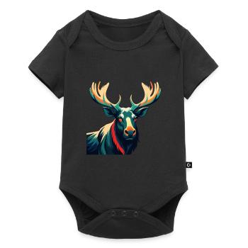 Moose Cartoon Character Colorful Pet Animal - Baby Premium short-sleeve bodysuit - black - Front