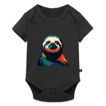 Faultier Zeichentrickfigur Buntes Haustier Tier - Baby Premium Kurzarmbody - Schwarz - Vorne