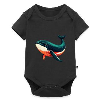 baleine dessin animé personnage animal de compagnie coloré - Body à manches courtes Premium Bébé - noir - Devant