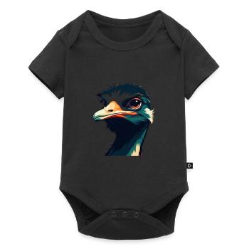 Autruche Dessin Animé Personnage Animal Coloré Animal De Compagnie - Body à manches courtes Premium Bébé - noir - Devant