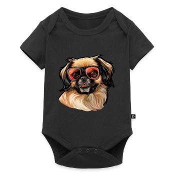 Pekingese, dog, sunglasses, summer, gift - Baby Premium short-sleeve bodysuit - black - Front