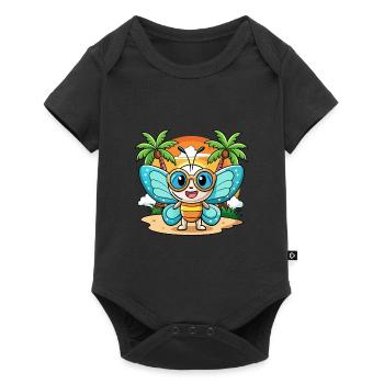 papillon drôle dessin animé d’été plage lunettes de soleil - Body à manches courtes Premium Bébé - noir - Devant