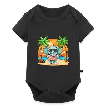 Elephant Funny Cartoon Summer Beach Sunglasses - Baby Premium short-sleeve bodysuit - black - Front