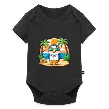 Penguin Funny Cartoon Summer Beach Sunglasses - Baby Premium short-sleeve bodysuit - black - Front