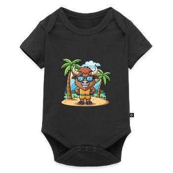 Bison Funny Cartoon Summer Beach Sunglasses - Baby Premium short-sleeve bodysuit - black - Front