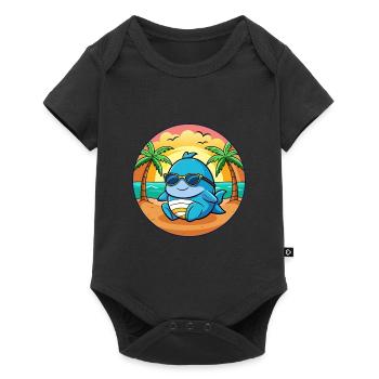 Lunettes de soleil de plage d’été de dessin animé drôle de baleine - Body à manches courtes Premium Bébé - noir - Devant