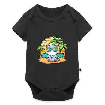 Lunettes de soleil de plage d’été de dessin animé drôle de chat - Body à manches courtes Premium Bébé - noir - Devant