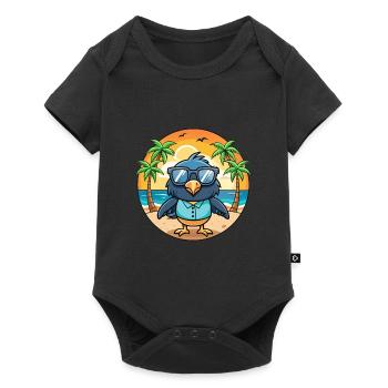 Crow Funny Cartoon Summer Beach Sunglasses - Baby Premium short-sleeve bodysuit - black - Front