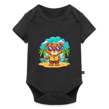 Lunettes de soleil de plage d’été de dessin animé drôle d’ours - Body à manches courtes Premium Bébé - noir - Devant