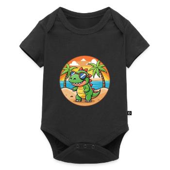Dinosaur Funny Cartoon Summer Beach Sunglasses - Baby Premium short-sleeve bodysuit - black - Front