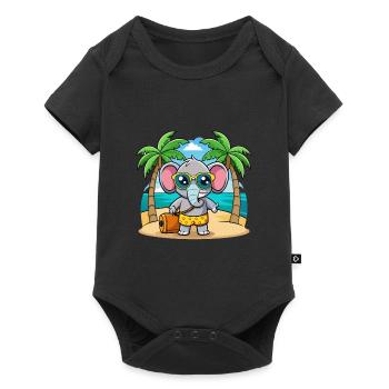 Elephant Funny Cartoon Summer Beach Sunglasses - Baby Premium short-sleeve bodysuit - black - Front