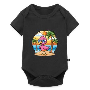 Flamingo Funny Cartoon Lunettes de soleil de plage d’été - Body à manches courtes Premium Bébé - noir - Devant