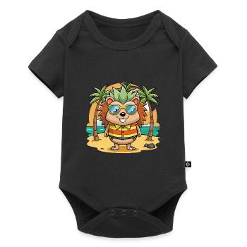 Hedgehog Funny Cartoon Summer Beach Sunglasses - Baby Premium short-sleeve bodysuit - black - Front