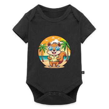 Squirrel Funny Cartoon Summer Beach Sunglasses - Baby Premium short-sleeve bodysuit - black - Front
