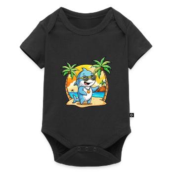 Dolphin Funny Cartoon Summer Beach Sunglasses - Baby Premium short-sleeve bodysuit - black - Front