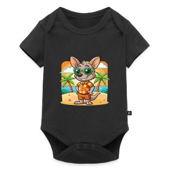 Kangaroo Funny Cartoon Summer Beach Sunglasses - Baby Premium short-sleeve bodysuit - black - Front