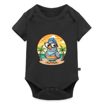 Lunettes de soleil de plage d’été de dessin animé drôle de pigeon - Body à manches courtes Premium Bébé - noir - Devant