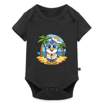 Penguin Funny Cartoon Summer Beach Sunglasses - Baby Premium short-sleeve bodysuit - black - Front