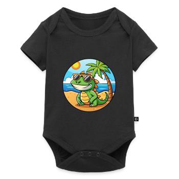 Lunettes de soleil de plage d’été de dessin animé drôle de lézard - Body à manches courtes Premium Bébé - noir - Devant