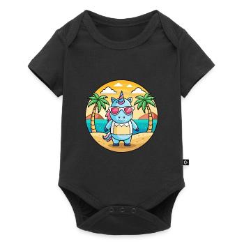 Unicorn Funny Cartoon Summer Beach Sunglasses - Baby Premium short-sleeve bodysuit - black - Front