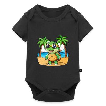Lunettes de soleil de plage d’été de dessin animé drôle de tortue - Body à manches courtes Premium Bébé - noir - Devant