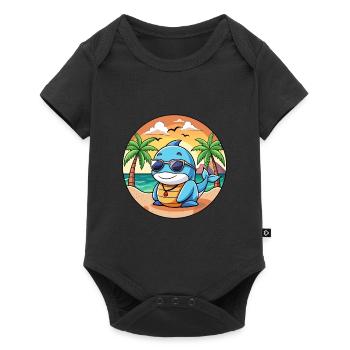 Lunettes de soleil de plage d’été de dessin animé drôle de baleine - Body à manches courtes Premium Bébé - noir - Devant