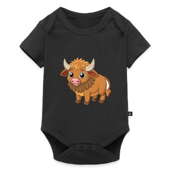 Buffle Mignon Mascotte Personnage De Dessin Animé Kawaii - Body à manches courtes Premium Bébé - noir - Devant