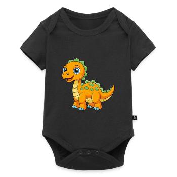 Dinosaure Mignon Mascotte Personnage De Dessin Animé Kawaii - Body à manches courtes Premium Bébé - noir - Devant