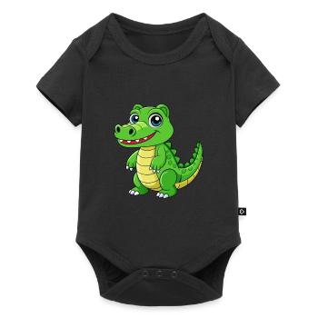 Crocodile Mignon Mascotte Personnage De Dessin Animé Kawaii - Body à manches courtes Premium Bébé - noir - Devant