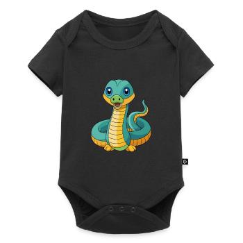 Anaconda Mascotte mignonne Personnage de dessin animé Kawaii - Body à manches courtes Premium Bébé - noir - Devant
