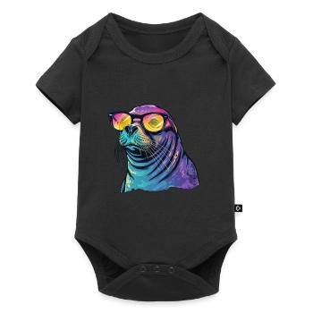 Lunettes de soleil Seal Sea Lion - Body à manches courtes Premium Bébé - noir - Devant