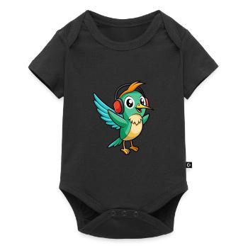 Hummingbird Funny Cartoon Animal Headphone Music - Baby Premium short-sleeve bodysuit - black - Front