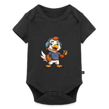 Eagle Funny Cartoon Character Headphone Music - Baby Premium short-sleeve bodysuit - black - Front