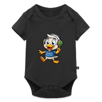 Canard Drôle Dessin Animé Personnage Casque Musique - Body à manches courtes Premium Bébé - noir - Devant