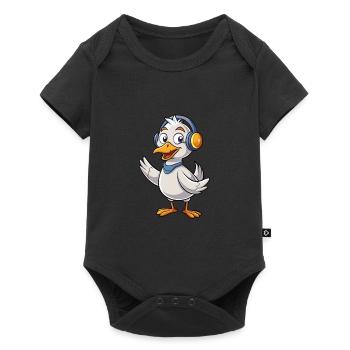 Goose Funny Cartoon Character Headphone Music - Baby Premium short-sleeve bodysuit - black - Front
