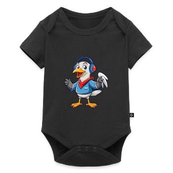 Albatross Funny Cartoon Character Headphone Music - Baby Premium short-sleeve bodysuit - black - Front
