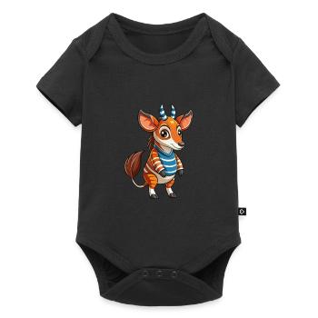 Okapi Funny Cartoon Character Musique de casque - Body à manches courtes Premium Bébé - noir - Devant