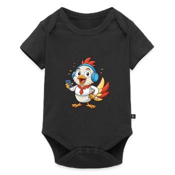 Poulet Drôle Dessin Animé Personnage Casque Musique - Body à manches courtes Premium Bébé - noir - Devant