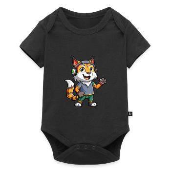 Lynx Funny Cartoon Character Headphone Music - Baby Premium short-sleeve bodysuit - black - Front