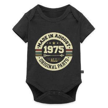 August 1975 Geburtstagsgeschenk August 1975 August - Baby Premium Kurzarmbody - Schwarz - Vorne