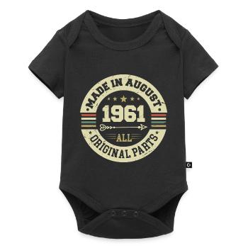 August 1961 Geburtstagsgeschenk August 1961 August - Baby Premium Kurzarmbody - Schwarz - Vorne